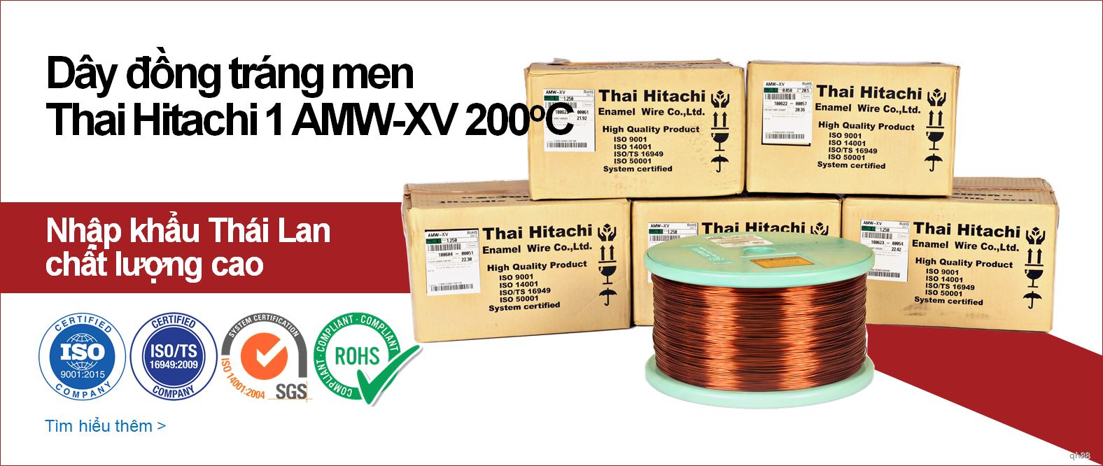 Dây đồng tráng men Thai Hitachi 1 AMW-XV 200oC